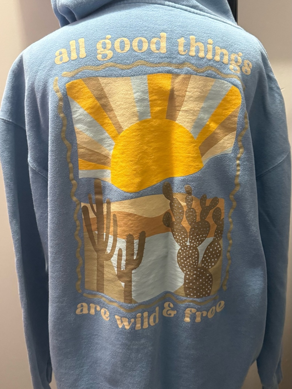 Blue Graphic Hoodie Sweatshirt - All Good Things Desert Print - Picture 6 of 9